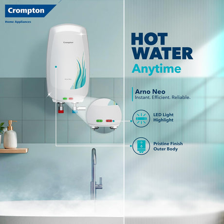 This geyser has LED Light Highlight , Pristine Finish on Outer Body for instant , efficient and reliable geysers
