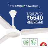 This ceiling fan saves upto 6540Rs annually on average use of 4 fans and has activ bldc technology and has 5 year warranty .  