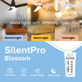 This ceiling fan has mood lights with Dimming Options i.e, Neutral Lights , Warm Light and Cool ight 