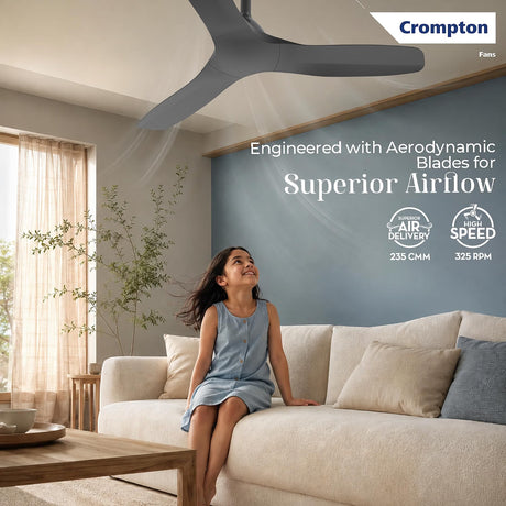 This ceiling fan has aerodynamic blades fir superior air flow 
