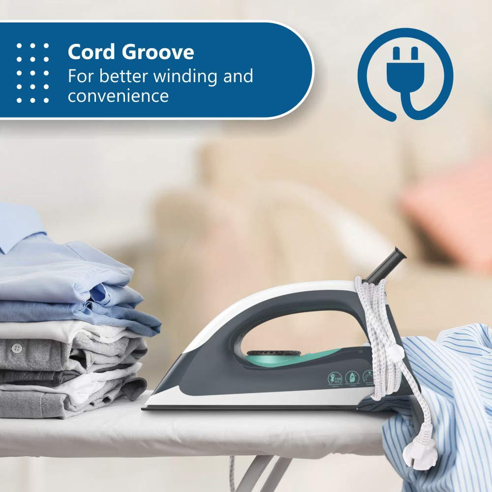 This Dry iron has cord groove for better winding and convenience 