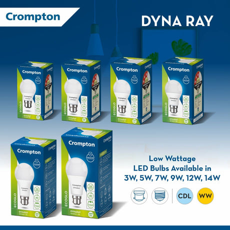 Crompton Dyna ray Bulb has low wattage led bulbs which is available in 3W, 5W, 7W, OW, 12W, 14W