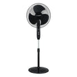 A Crompton Pedestal fan with White background and in black colour pedestal fans