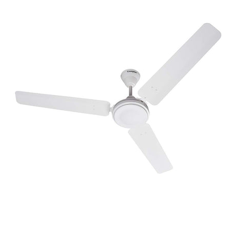 Crompton HS Plus 1200mm 1-Star Ceiling Fan in Opal White with three blades and a central motor unit.