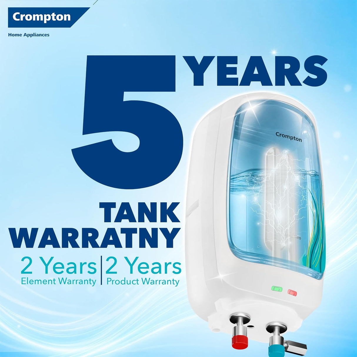 This geyser has 5 Years of warranty on tank ,2 Years element warranty and 2 years product Warranty 