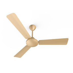 A sleek ceiling fan with a matte brinkin finish, featuring four blades and a central motor unit.