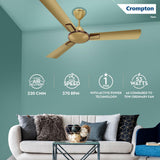 This ceiling fan has 220Air delivery , 370 RPM and 1 star rates with active power technology and has 53 Watts 