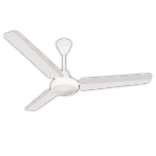 A white Crompton Energion Riviera 1200mm BLDC ceiling fan with five blades and a central motor unit.
