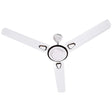 White ceiling fan with three blades on a white background