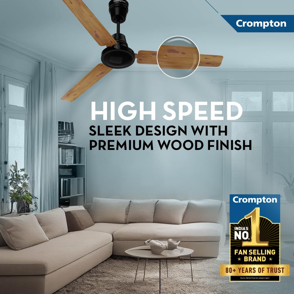 This ceiling fan has high speed with sleek design with premium wood finish 