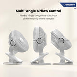 Crompton fan with multi-angle airflow control on a beige background