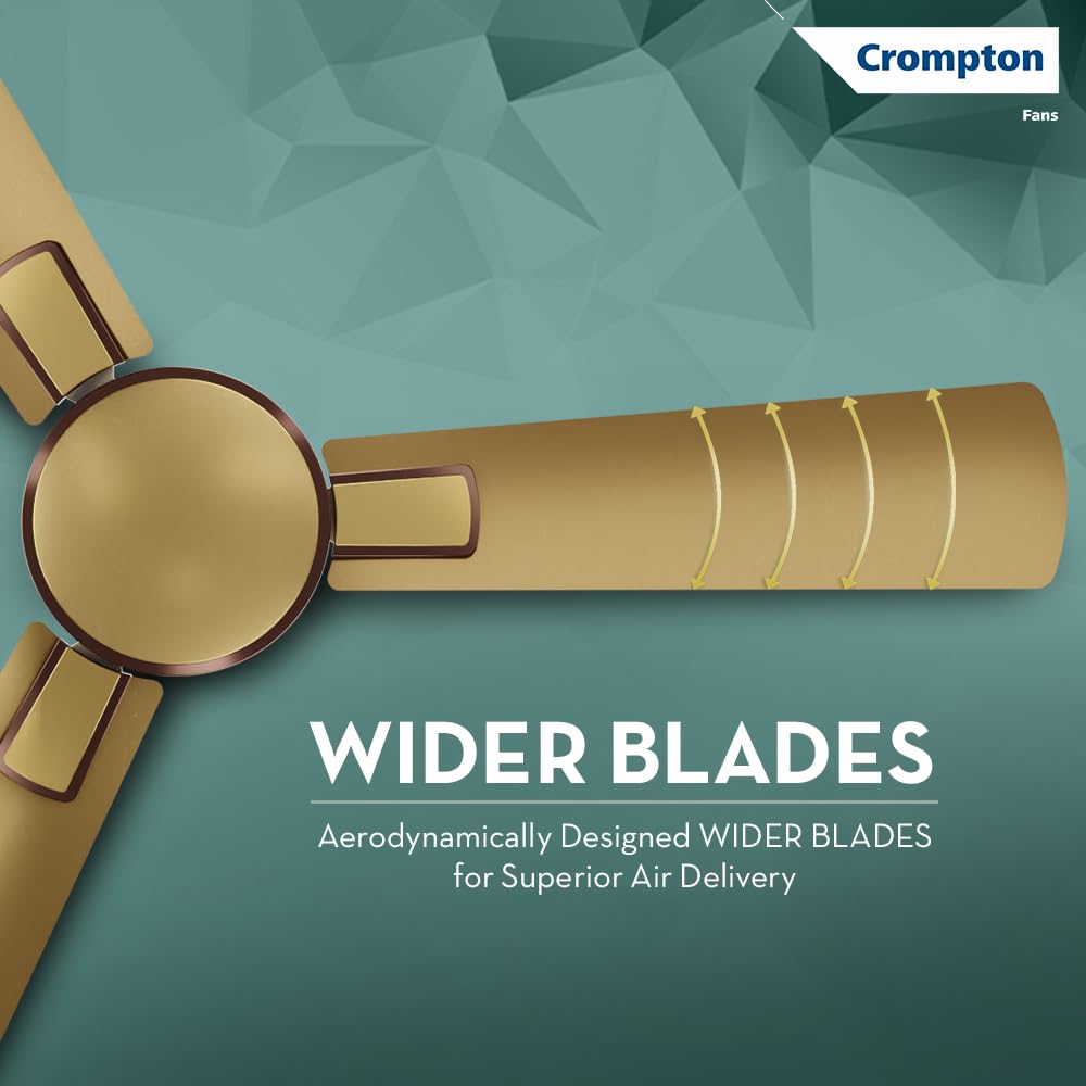 this ceiling fan has wider blades which is designed aerodynaically 