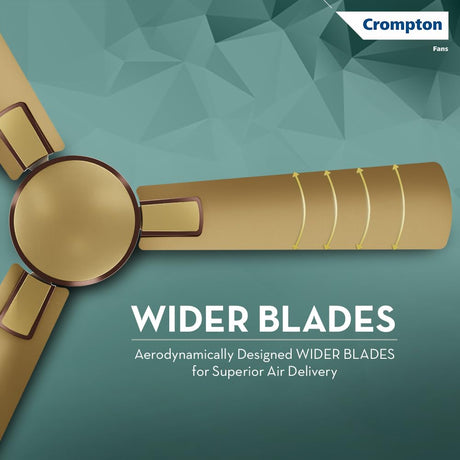 this ceiling fan has wider blades which is designed aerodynaically 