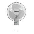 A white Crompton high-speed torpedo wall fan with ABS blades, pull string control, and a wide base for stability.