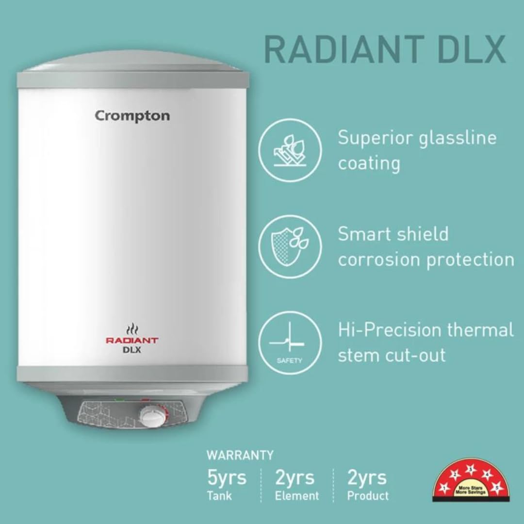 Crompton Radiant Dlx 50 Litre Storage Geyser (White)