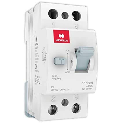 Havells PVC Plastic 25A/30mA DP RCCB (DHRGCTDF030025)