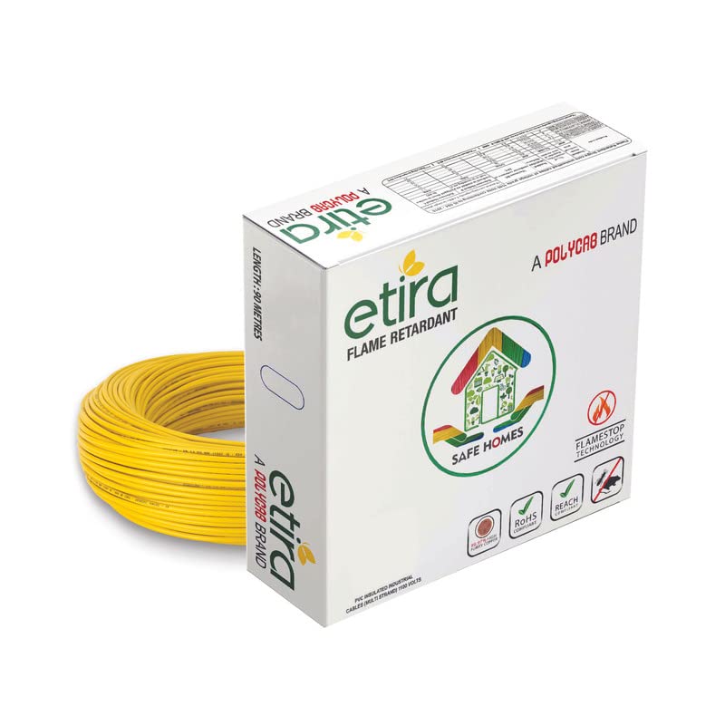 Polycab Etira PVC Insulated Copper 1.5 SQMM 90m House wire - Yellow