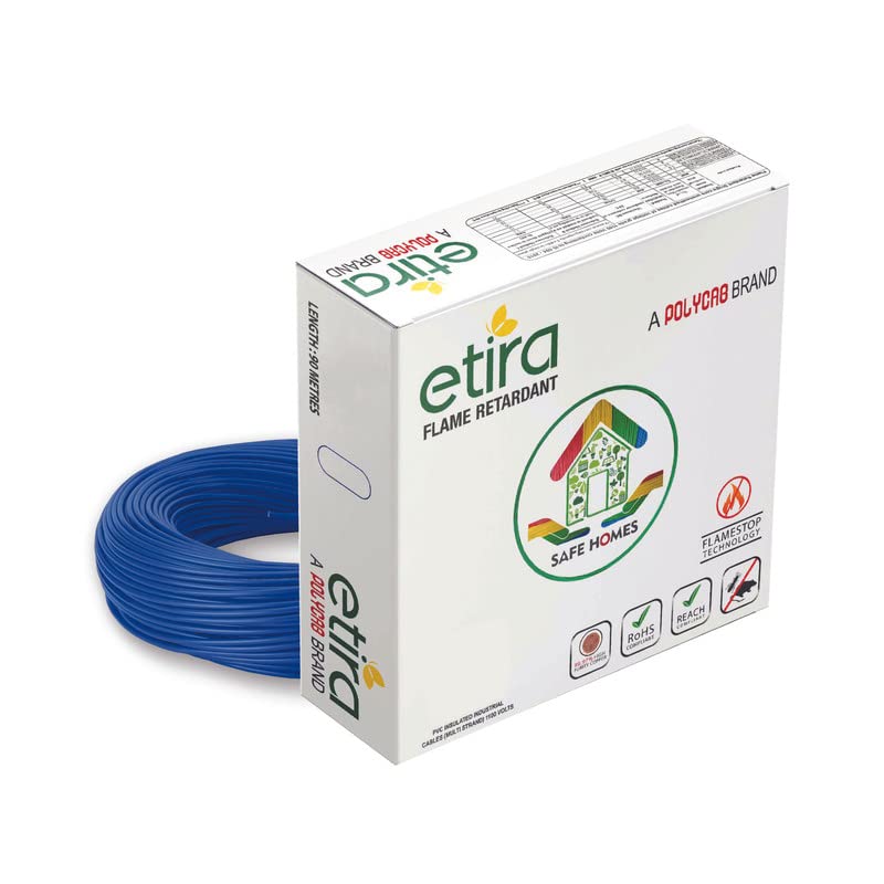 Polycab Etira PVC Insulated Copper 0.75 SQMM 90m House wire - Blue