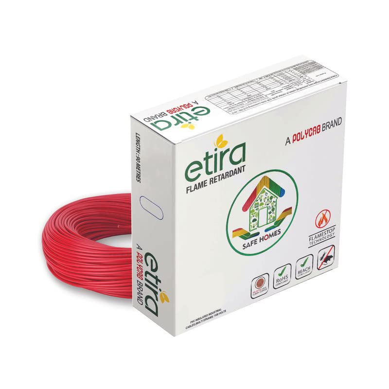 Polycab Etira PVC Insulated Copper 1 SQMM 90m House wire - Red