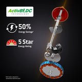 A crompton nergion Roverr has 5 star energy rating , 50% Energy savings  with ActivBLDC technology 