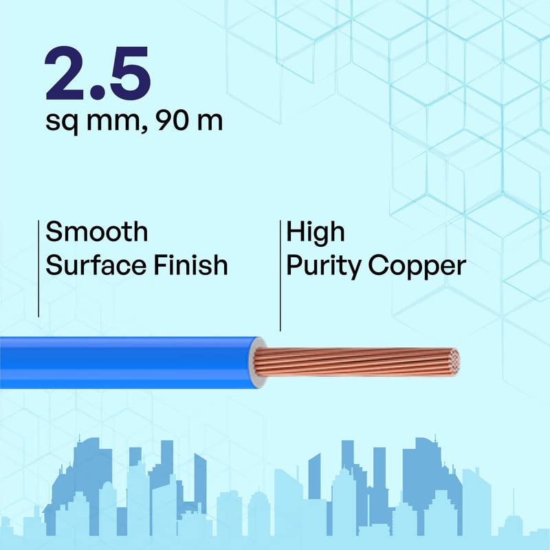 Polycab Etira PVC Insulated Copper 2.5 SQMM 90m House wire - Blue