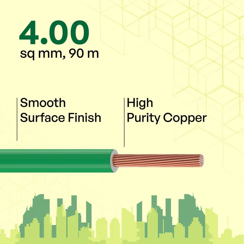 Polycab Etira PVC Insulated Copper 4 SQMM 90m House wire - Green