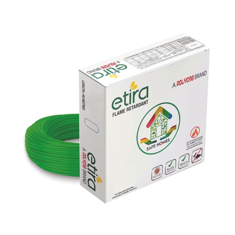 Polycab Etira PVC Insulated Copper 6 SQMM 90m House wire - Green