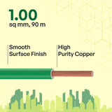 Polycab Etira PVC Insulated Copper 1 SQMM 90m House wire - Green