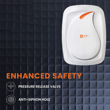 These Geyser has enhanced safety features which shows the pressure release valve with ANti Siphon Hole 