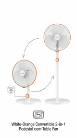 Havells Celeste 2-in-1 Pedestal-Cum-Table Fan, 400mm (White Orange)