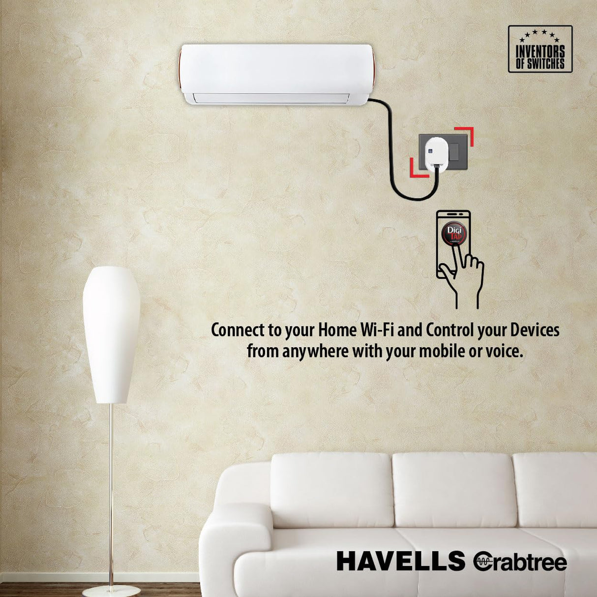Havells 16A Wi-Fi Smart Plug with Voice Control & Energy Monitoring | Works with Alexa and Google Assistant | White