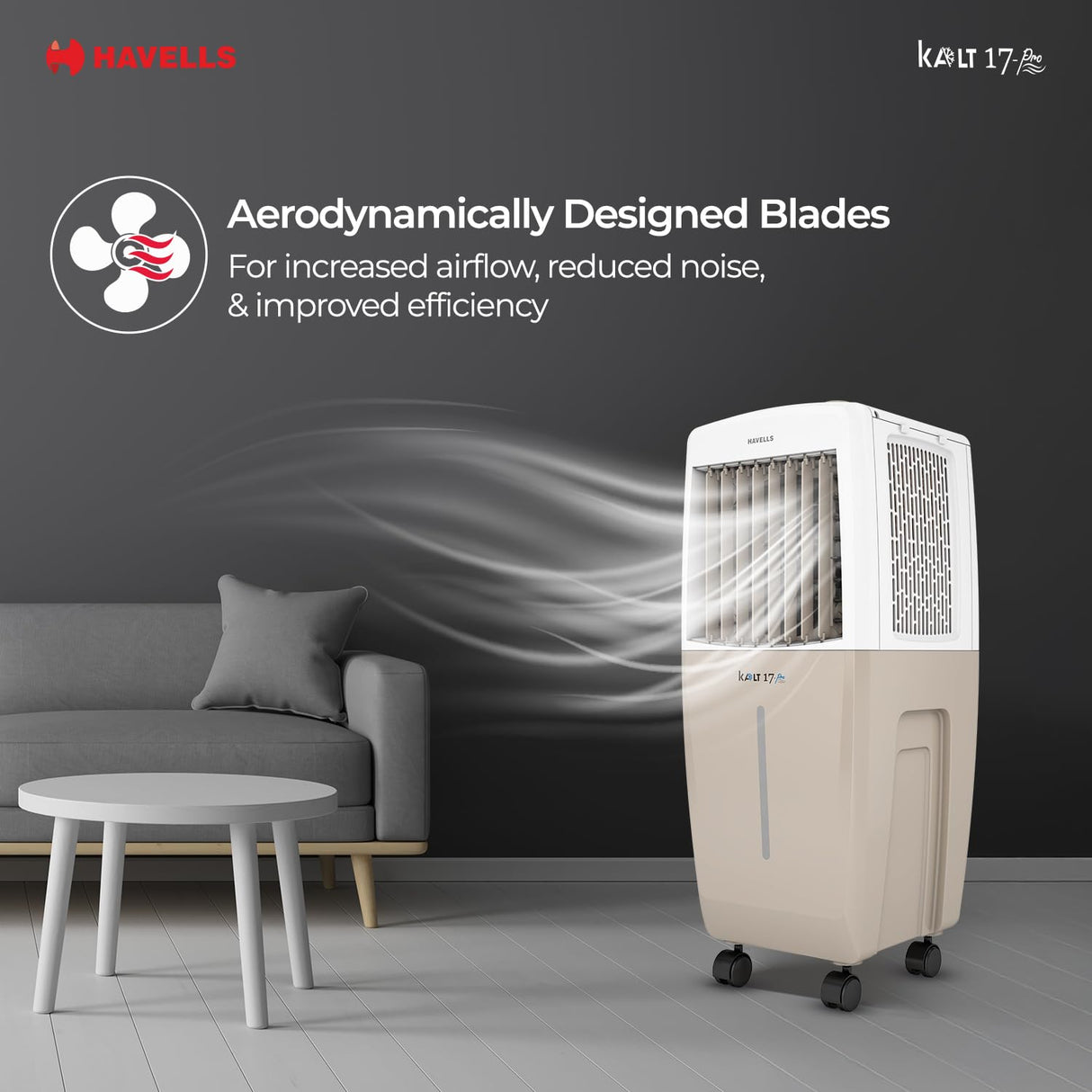 Havells Kalt Pro 17 Litre Personal Air Cooler | Champagne Gold