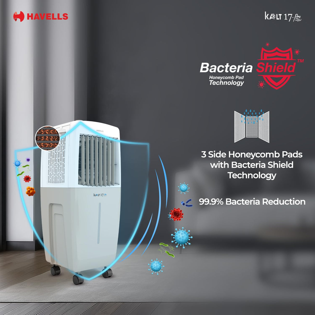 Havells Kalt Pro 17 Litre Personal Air Cooler | Champagne Gold