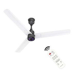 Ceiling fan with remote control on a white background