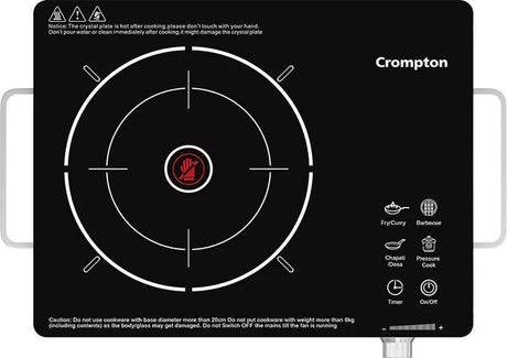 Crompton Infrared black colour induction cooktop woth features indicationg in the image 