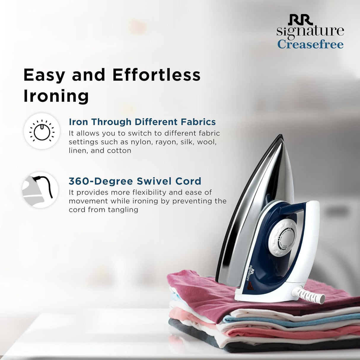 RR Signature Crease free 800-Watt Dry Iron (Blue&White)