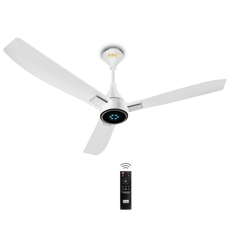 Ceiling fan with remote control on a white background