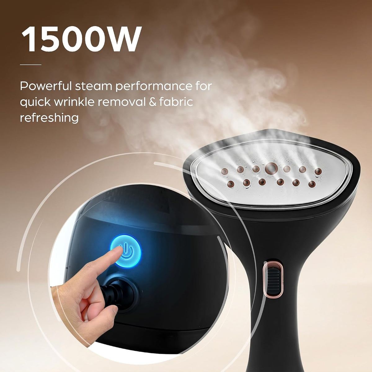This steamer has powerful steam performance for quick wrinkle removal and fabric refreshing 