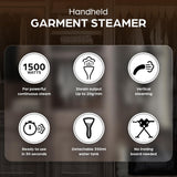 This steamer has 1500W for powerful continous steam, steam output upto 20g/min , vertical steaming , ready to use in 30sec , detachable 350ml water tank and no ironing board needed . 