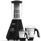 A black KEDSTAR Electric Pro blender with a clear jar, shown alongside two stainless steel mixing bowls on a white background.