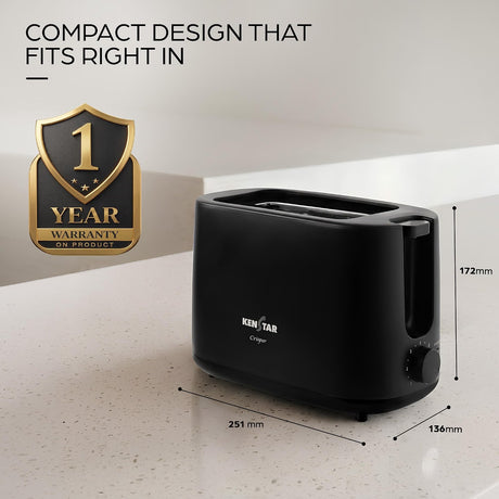 This Toaster has compact design that fits right in size : 17.2X13.6X25.1CM 