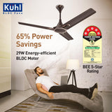 Käuhl ceiling fan with power savings and energy efficiency features in a room.