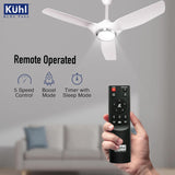 Kühl ceiling fan with remote control in a room setting