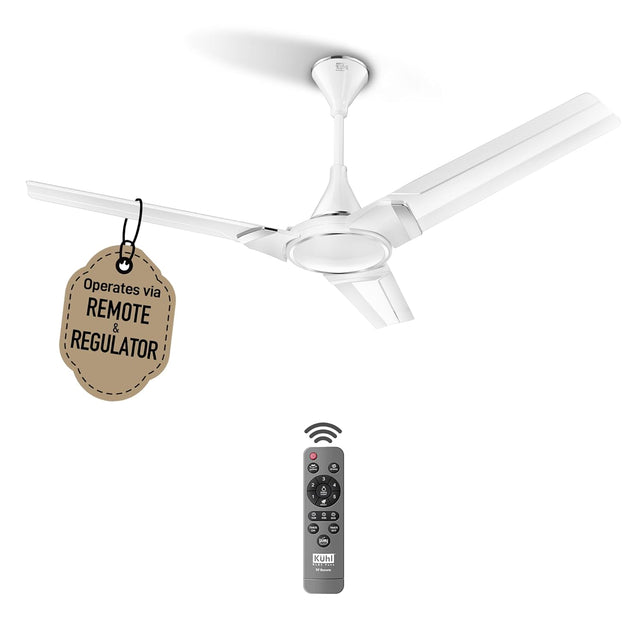 Ceiling fan with remote control on a white background