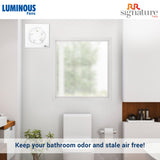 Bathroom with a window and Luminous Fans branding