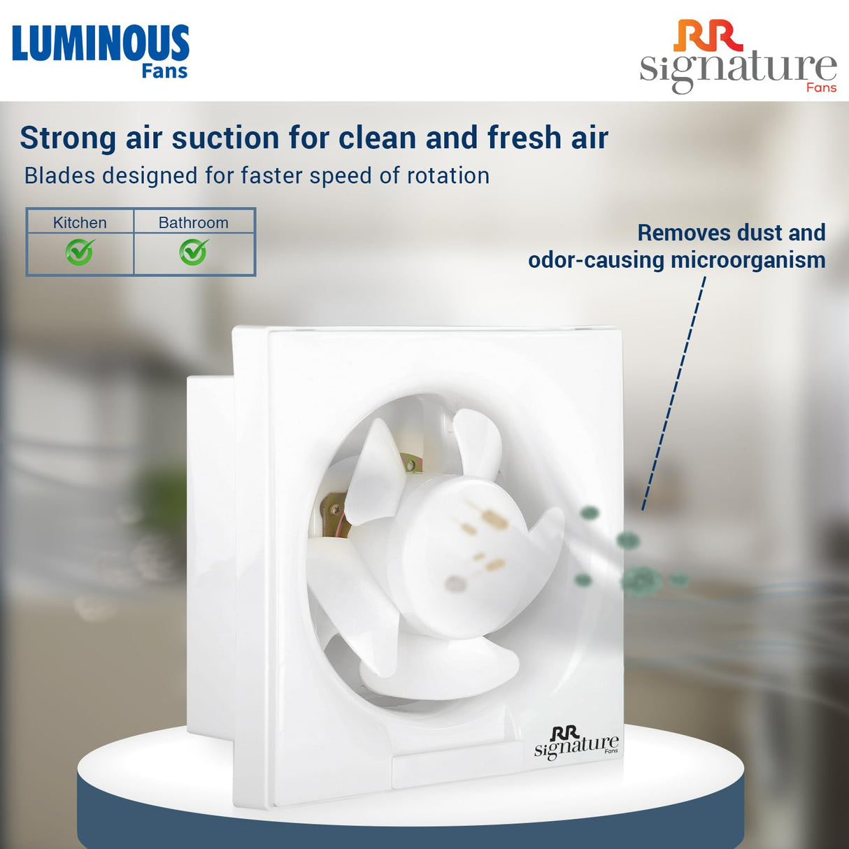 Luminous fan with features highlighted on a blurred background