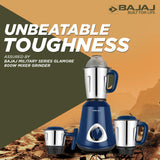 Bajaj Military Series Glamore 3 Jar 800-Watts Mixer Grinder (Royal Blue)