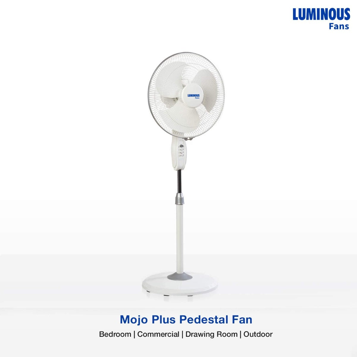 Luminous white mojo plus pedestal fans 400mm 