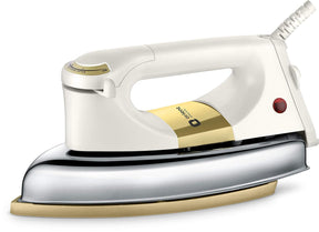 White and gold iron on a white background