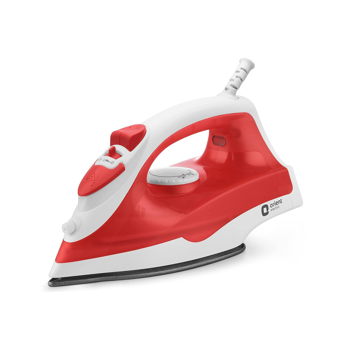 Red and white iron on a white background